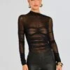 Mila Ruched Bodysuit With Asymetric Neck