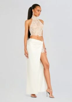 Reeve Silk Maxi Skirt -Retrofete Clothing Shop Ecommerce Crop 24 07 31 VIOLETLACETOP WHITE REEVEMAXISKIRT WHITE 0449 ECOMM 90eb458a f909 4552 92e6 65be2dc12962