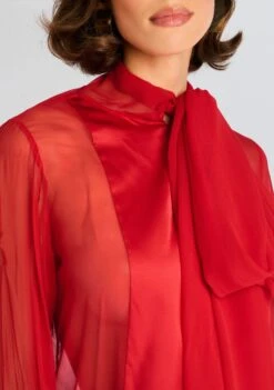 Suri Silk Blouse -Retrofete Clothing Shop Ecommerce Crop 24 08 06 AMBERLEY EVENING BLAZER DRESS BLACK SURI SILK BLOUSE RED 2200 ECOMM