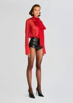 Suri Silk Blouse -Retrofete Clothing Shop Ecommerce Crop 24 08 06 AMBERLEY EVENING BLAZER DRESS BLACK SURI SILK BLOUSE RED 2202 ECOMM