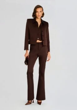 Bex Satin Jacket -Retrofete Clothing Shop Ecommerce Crop 24 08 06 EDWINA HAVEY SATIN VEST ASH BROWN BEX SATIN JACKET ASH BROWN ELVIRA HEAVY SATIN FLARE TROUSER ASH BROWN 0947 ECOMM