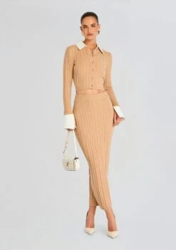 Prunella Cable Knit Skirt -Retrofete Clothing Shop Ecommerce Crop 24 08 06 ELOISE CABLE KNIT CARDIGAN TAN PRUNELLA CABLE KNIT SKIRT TAN 2320 ECOMM b5bf724e 76db 42af 9267 9f45be885185