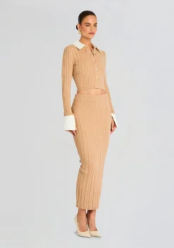 Eloise Cable Knit Cardigan 7 Eloise Cable Knit Cardigan -Retrofete Clothing Shop Ecommerce Crop 24 08 06 ELOISE CABLE KNIT CARDIGAN TAN PRUNELLA CABLE KNIT SKIRT TAN 2362 ECOMM scaled