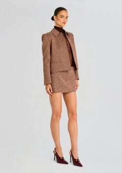 Jessamine Jacket -Retrofete Clothing Shop Ecommerce Crop 24 08 06 JESSAMINE JACKET CAMEL HOUNDSTOOTH MYNA TAILORED MINI SKORT CAMEL HOUNDSTOOTH 0723 ECOMM