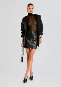 Saint Leather Jacket -Retrofete Clothing Shop Ecommerce Crop 24 08 06 SAINT LEATHER JACKET BLACK ADRIENNE LEATHER SKIRT BLACK 0036 ECOMM
