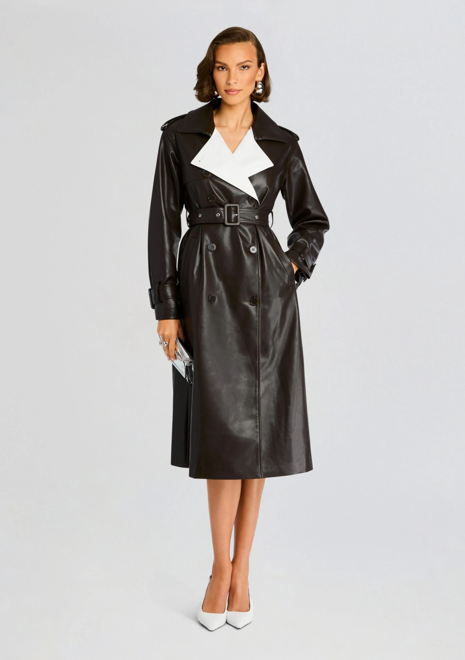 Estelle Vegan Leather Trench Coat 5 Estelle Vegan Leather Trench Coat - Image 5