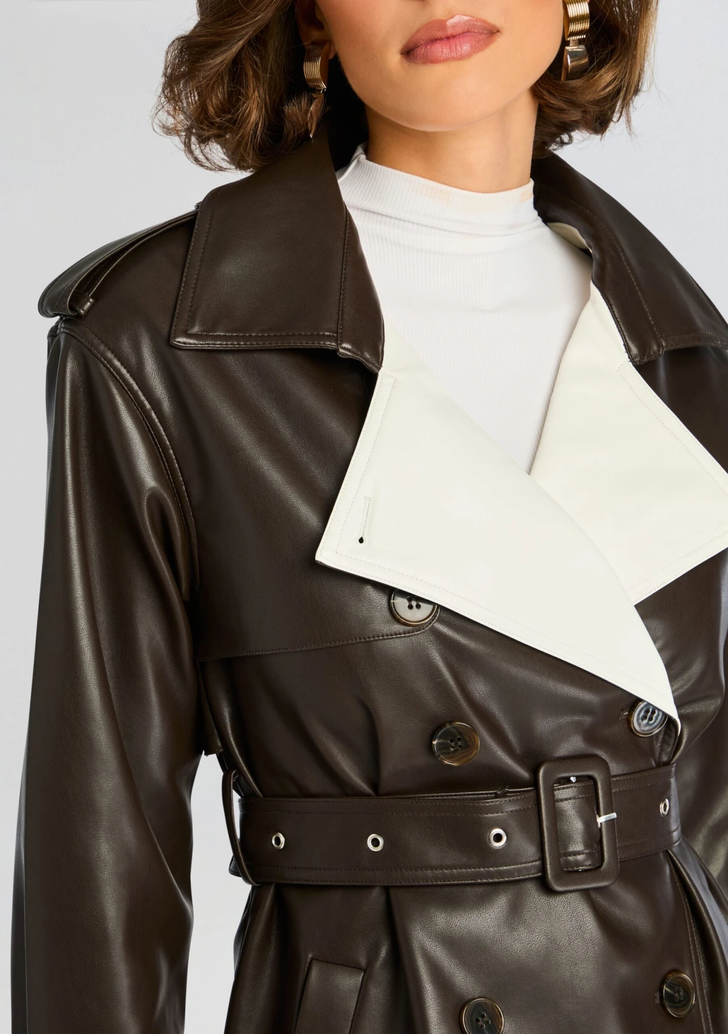 Estelle Vegan Leather Trench Coat 2 Estelle Vegan Leather Trench Coat - Image 2