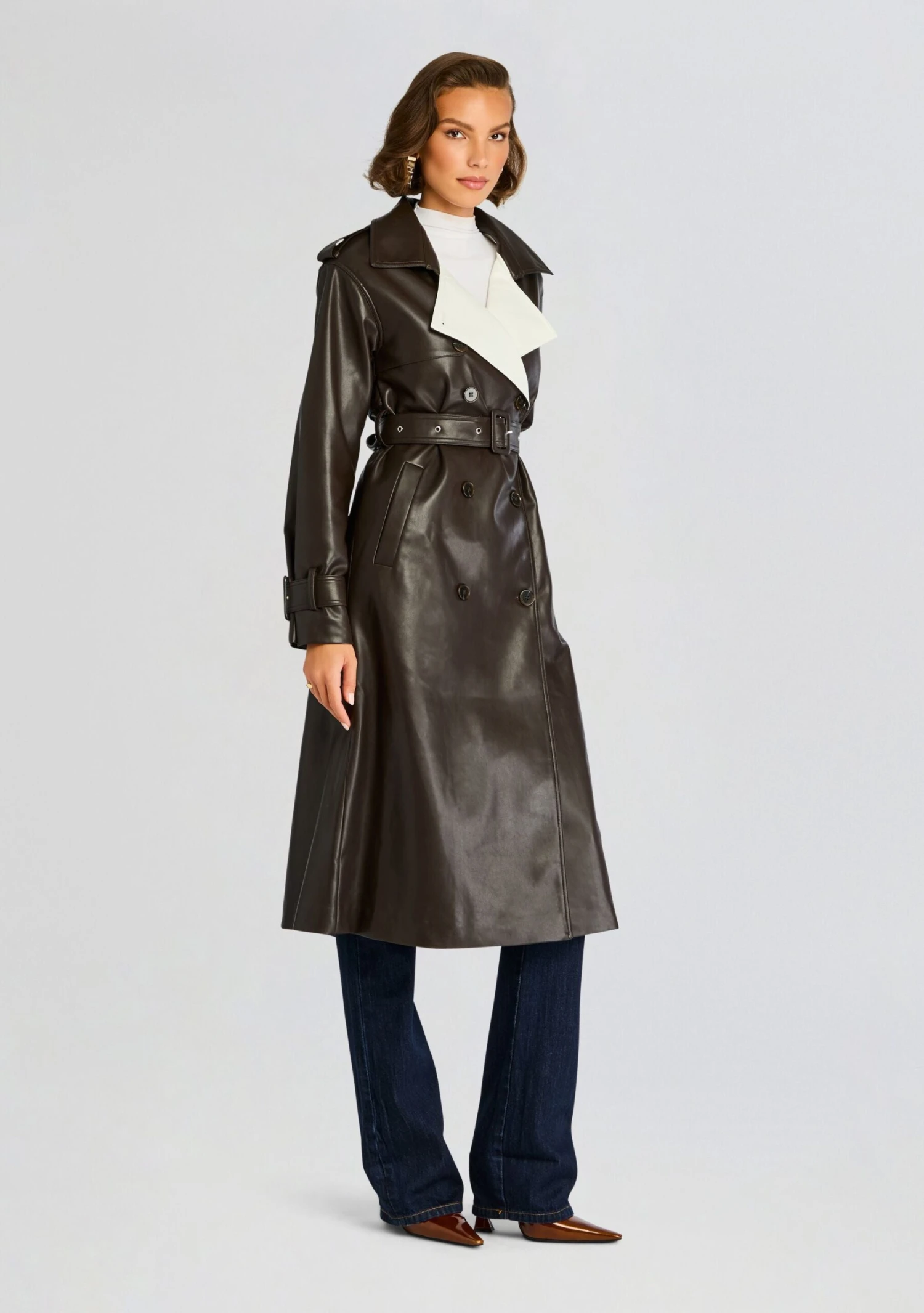 Estelle Vegan Leather Trench Coat 3 Estelle Vegan Leather Trench Coat - Image 3