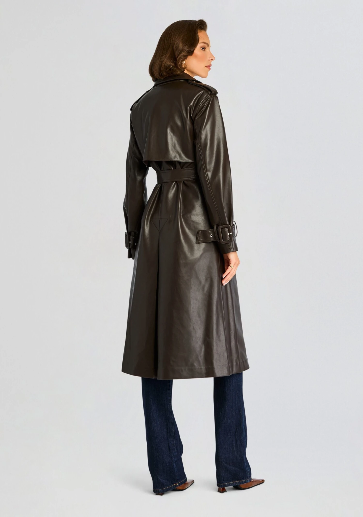 Estelle Vegan Leather Trench Coat 4 Estelle Vegan Leather Trench Coat - Image 4