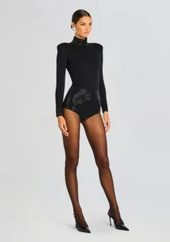Bethanie Embellished Romper -Retrofete Clothing Shop Ecommerce Crop 24 08 21 BETHANIE ROMPER BLACK 2291 ECOMM