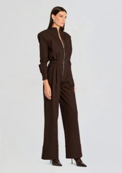 Vera Heavy Crepe Jumpsuit -Retrofete Clothing Shop Ecommerce Crop 24 08 21 VERA HEAVY CREPE JUMPSUIT ASH BROWN 1554 ECOMM