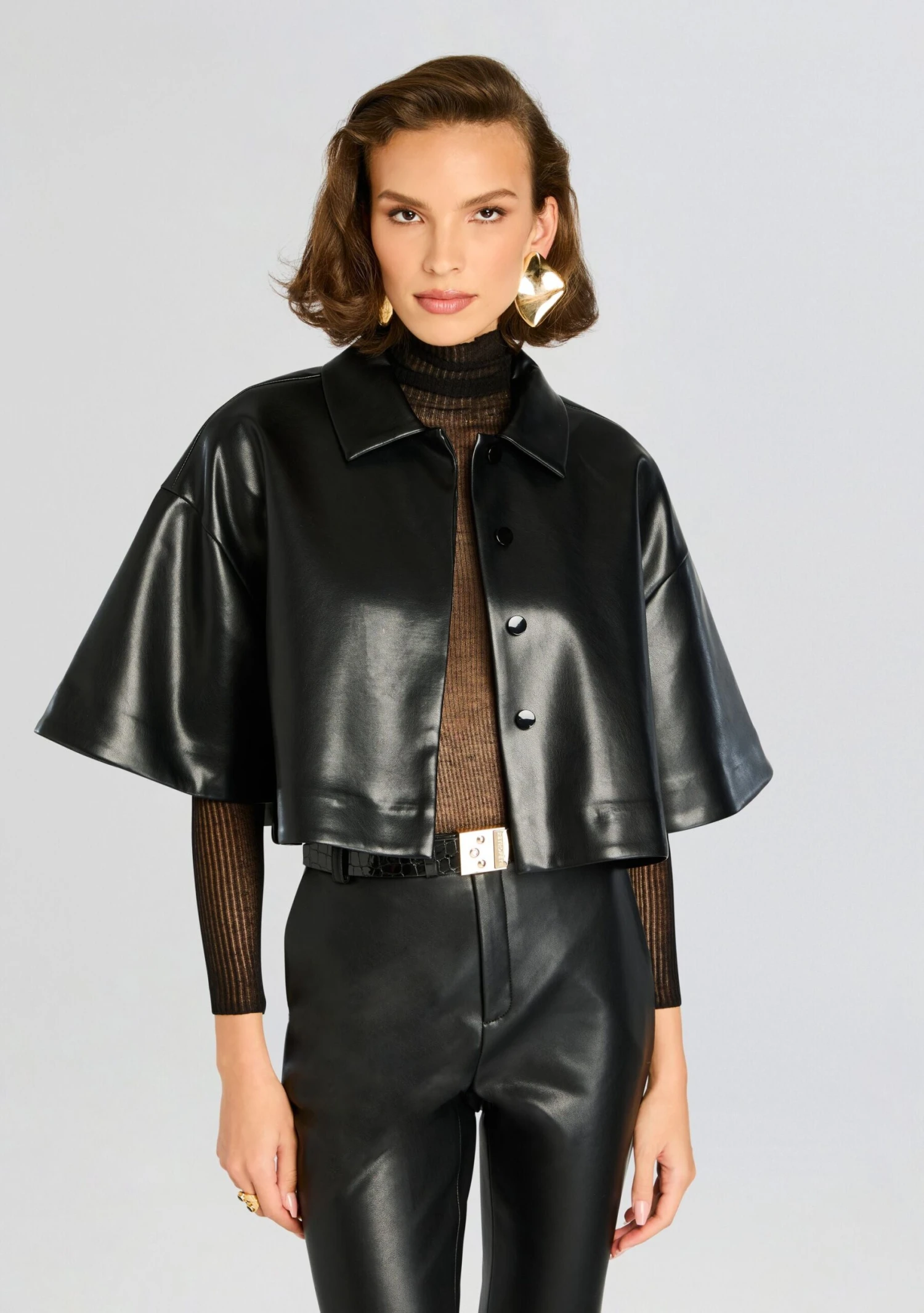Adi Vegan Leather Cropped Jacket 1 Adi Vegan Leather Cropped Jacket