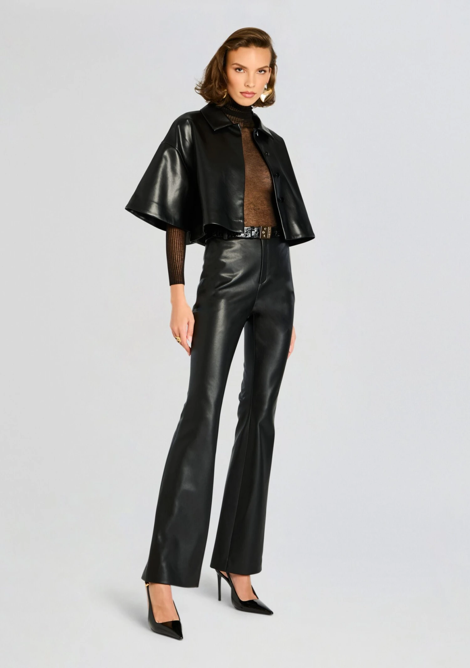 Adi Vegan Leather Cropped Jacket 3 Adi Vegan Leather Cropped Jacket - Image 3