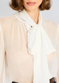 Hasli Silk Chiffon Top -Retrofete Clothing Shop Ecommerce Crop 24 09 11 HASLI SILK CHIFFON TOP WHITE 1097 ECOMM