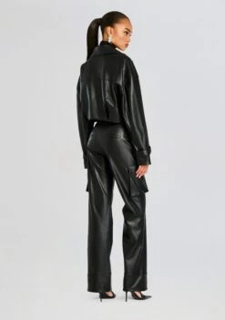 Koda Vegan Leather Cropped Trench -Retrofete Clothing Shop Ecommerce Crop 24 09 11 KODA VEGAN LEATHER CROPPED TRENCH FIFER VEGAN LEATHER MID RISE CARGO PANT BLACK 1065 ECOMM c5ab3715 97e0 4f15 bdde d51676446f4e