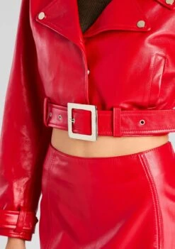 Victoria Leather Jacket -Retrofete Clothing Shop Ecommerce Crop 24 09 11 LONNY LEATHER SKIRT LIPSTICK RED 0462 ECOMM