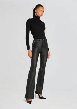 Presely High Rise Flare Jean -Retrofete Clothing Shop Ecommerce Crop 24 09 11 PRESELY HIGH RISE FLARE JEAN COATED BLACK 0538 ECOMM c1af01a7 6bc5 4c18 9ede 962669d91d44