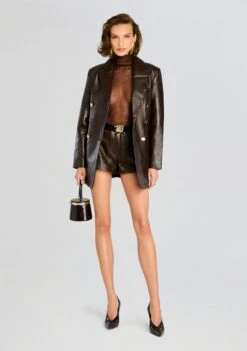 Tilda Leather Blazer Jacket 10 Tilda Leather Blazer Jacket -Retrofete Clothing Shop Ecommerce Crop 24 09 11 TILDA LEATHER JACKET DARK BROWN 0255 ECOMM