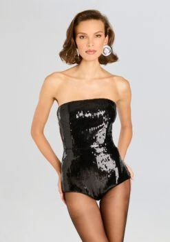 Estella Sequin Romper -Retrofete Clothing Shop Ecommerce Crop 24 09 12 ESTELLA SEQUIN ROMPER BLACK 0664 ECOMM