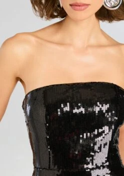 Estella Sequin Romper -Retrofete Clothing Shop Ecommerce Crop 24 09 12 ESTELLA SEQUIN ROMPER BLACK 0665 ECOMM