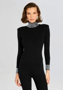 Leanne Embellished Jumpsuit -Retrofete Clothing Shop Ecommerce Crop 24 09 12 LEANNE EMBELLISHED JUMPSUIT BLACK SILVER 1553 ECOMM