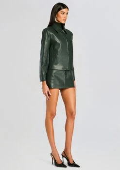 Asha Faux Leather Jacket -Retrofete Clothing Shop Ecommerce Crop 24 09 26 AshaFauxLeatherJacket EmiliaFauxLeatherMiniSkirt ForestGreen 0040 ECOMM 59a01eff e68e 490b a67b 129000bca296