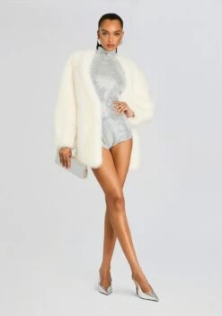 Auburn Embellished Knit Romper -Retrofete Clothing Shop Ecommerce Crop 24 09 26 AuburnEmbellishedKnitRomper MetallicDoveSilver 0010 ECOMM