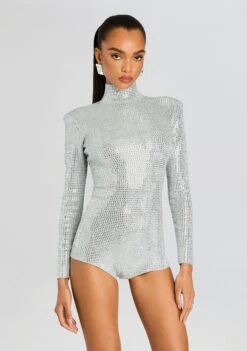 Auburn Embellished Knit Romper -Retrofete Clothing Shop Ecommerce Crop 24 09 26 AuburnEmbellishedKnitRomper MetallicDoveSilver 0045 ECOMM