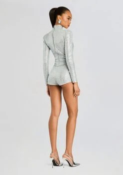 Auburn Embellished Knit Romper -Retrofete Clothing Shop Ecommerce Crop 24 09 26 AuburnEmbellishedKnitRomper MetallicDoveSilver 0053 ECOMM