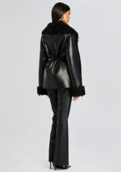 Roxanne Vegan Leather Coat -Retrofete Clothing Shop Ecommerce Crop 24 09 26 RoxanneFauxFurLeatherCoat Black 0035 ECOMM