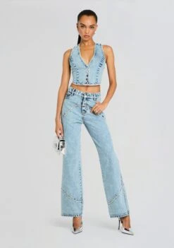 Jordi Embellished Denim Vest 9 Jordi Embellished Denim Vest -Retrofete Clothing Shop Ecommerce Crop 24 10 09 JordiDenimVest IzzieJean Rodeo 0013 ECOMM 1