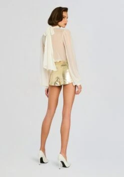Kellen Leather Short -Retrofete Clothing Shop Ecommerce Crop 24 10 28 KadaLeatherJacket KellenLeatherShort Gold White 0085 ECOMM