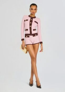 Percy Bandage Knit Top -Retrofete Clothing Shop Ecommerce Crop 24 10 28 PercyBandageKnitTop EdithBandageKnitShort MtlcEarlRose Pecan 0015 ECOMM