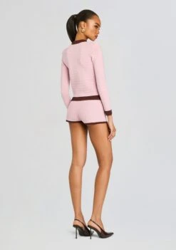 Percy Bandage Knit Top -Retrofete Clothing Shop Ecommerce Crop 24 10 28 PercyBandageKnitTop EdithBandageKnitShort MtlcEarlRose Pecan 0060 ECOMM