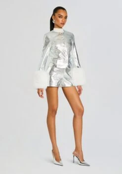 Talvi Leather Jacket -Retrofete Clothing Shop Ecommerce Crop 24 10 28 TalviLeatherJacket NayaShort Silver White 0049 ECOMM