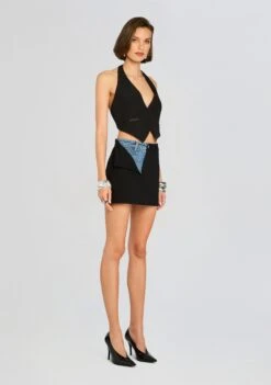 Addison Skirt -Retrofete Clothing Shop Ecommerce Crop 24 10 29 AddisonSkirt Black Denim 0093 ECOMM