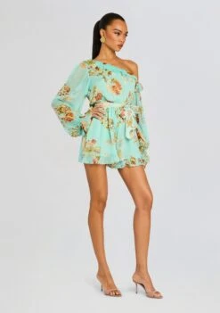 Rohi Romper 7 Rohi Romper -Retrofete Clothing Shop Ecommerce Crop 24 10 29 ROMPERWITHBELT TURQUOISEMIX 0032 ECOMM
