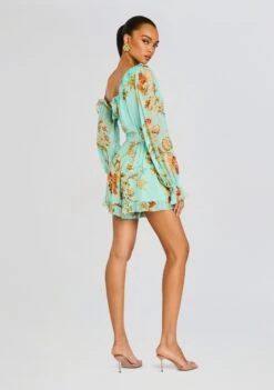 Rohi Romper 8 Rohi Romper -Retrofete Clothing Shop Ecommerce Crop 24 10 29 ROMPERWITHBELT TURQUOISEMIX 0037 ECOMM