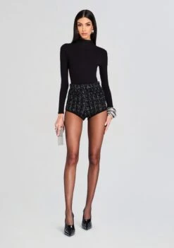 Carlie Tweed Short -Retrofete Clothing Shop Ecommerce Crop 24 11 14 MegBodysuit Black 0023 ECOMM