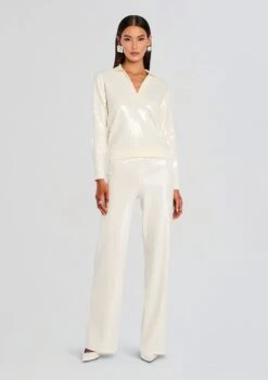 Natalia Sequin Knit Pant 9 Natalia Sequin Knit Pant -Retrofete Clothing Shop Ecommerce Crop 24 12 16 ShaelynnShirt NataliaPant WinterWhite 0055 ECOMM