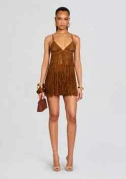 Jacinta Suede Fringe Bra -Retrofete Clothing Shop Ecommerce Crop 25 01 15 JacintaSuedeFringeBra Cognac 2389 ECOMM