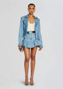 Angelique Denim Skirt -Retrofete Clothing Shop Ecommerce Crop 25 02 18 Shay Jacket Angelique Skirt Denim Bleeker 0945 ECOMM
