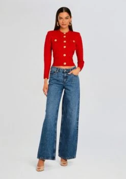 Penni Knit Jacket -Retrofete Clothing Shop Ecommerce Crop 25 03 17 Penni Knit Jacket Metallic Geranium 0030 ECOMM