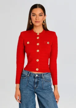 Penni Knit Jacket 9 Penni Knit Jacket -Retrofete Clothing Shop Ecommerce Crop 25 03 17 Penni Knit Jacket Metallic Geranium 0048 ECOMM scaled