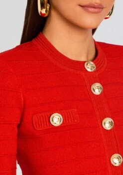 Penni Knit Jacket -Retrofete Clothing Shop Ecommerce Crop 25 03 17 Penni Knit Jacket Metallic Geranium 0050 ECOMM