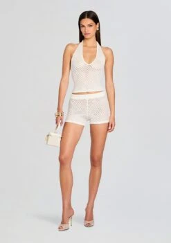 Zella Crochet Top -Retrofete Clothing Shop Ecommerce Crop 25 05 07 ZellaTop NerinaHotShort Porcelain 0007 ECOMM