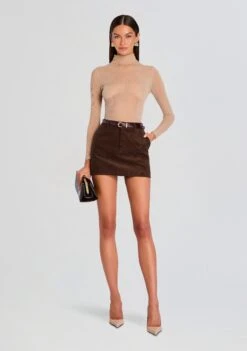 Azalea Mini Skirt -Retrofete Clothing Shop Ecommerce Crop 25 07 10 Azalea Mini Skirt Slate Brown 2772 ECOMM