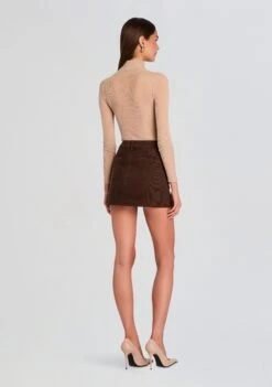 Azalea Mini Skirt -Retrofete Clothing Shop Ecommerce Crop 25 07 10 Azalea Mini Skirt Slate Brown 2802 ECOMM