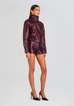 Lykke Leather Jacket -Retrofete Clothing Shop Ecommerce Crop 25 08 06 Lykke Leather Jacket Naya Short Bordeaux 2473 ECOMM