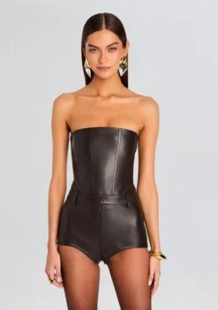 Pernille Leather Romper -Retrofete Clothing Shop Ecommerce Crop 25 08 06 Pernille Leather Romper Tobacco 0856 ECOMM